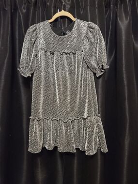 wonder nation Silver and Black Metallic Dress